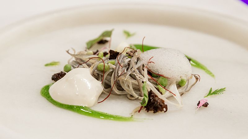 Receta de angulas con guisante l�grima y aire de esp�rragos "Primavera" de Ver�nica