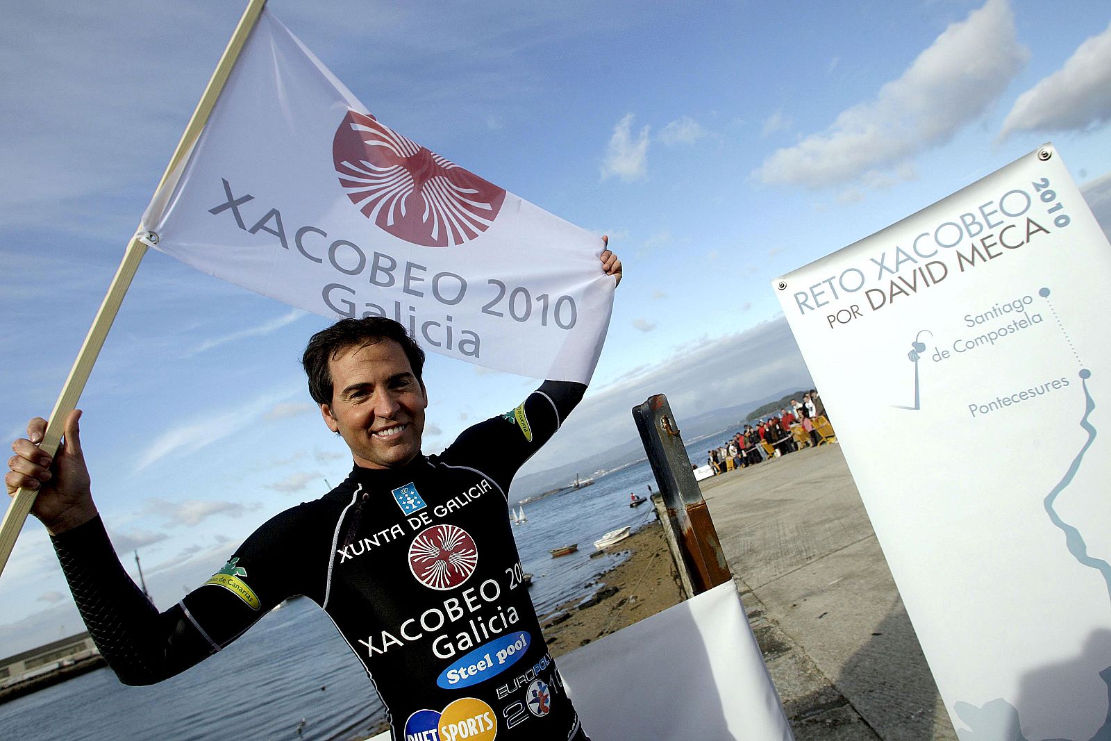 David Meca, momentos antes de iniciar el reto Xacobeo 2010