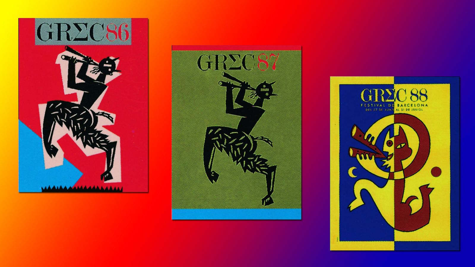 Carteles realizados por Pere Torrent, también conocido como Peret, para el Festival Grec de Barcelona.