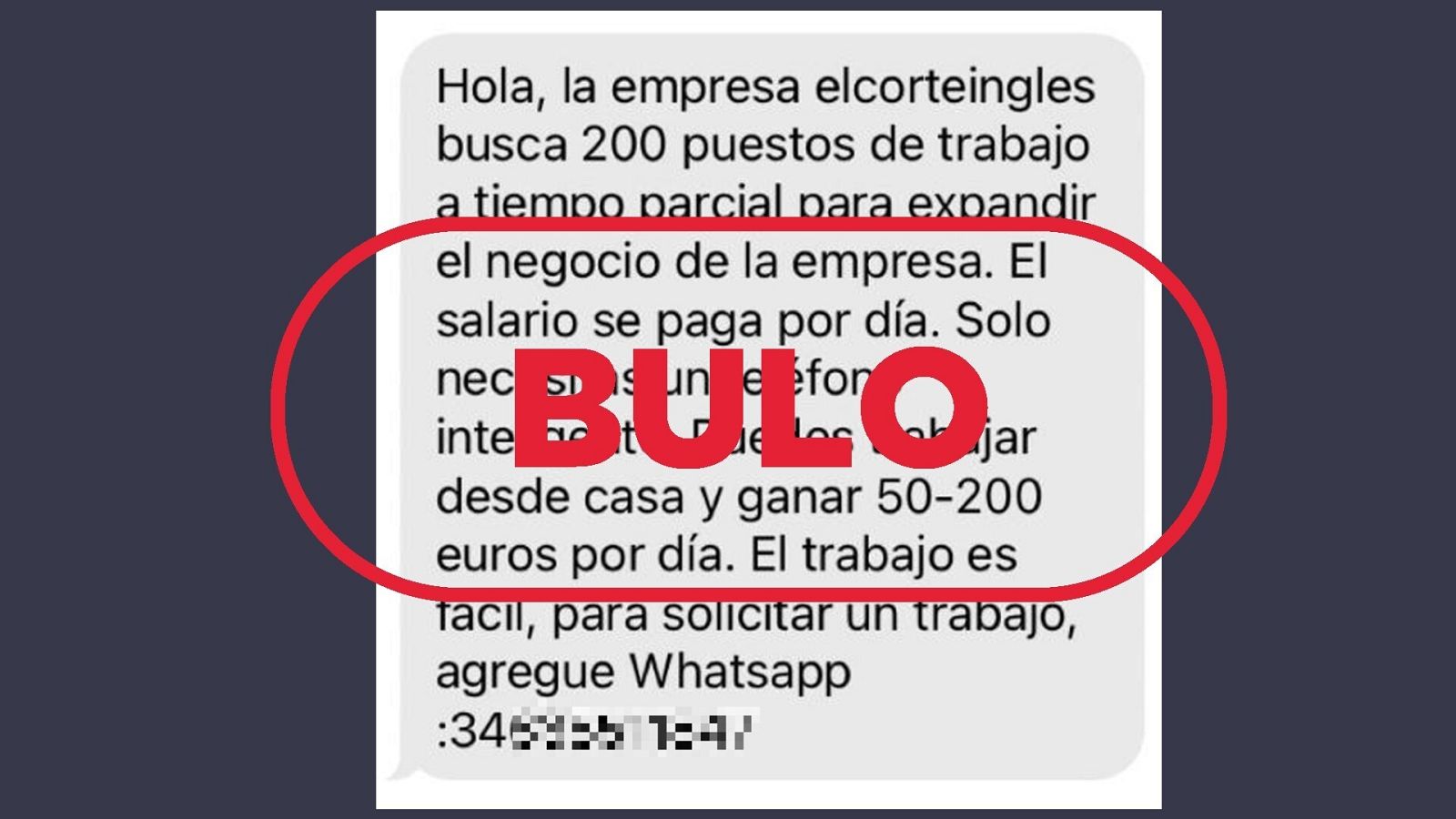 Smishing oferta empleo El Corte Inglés