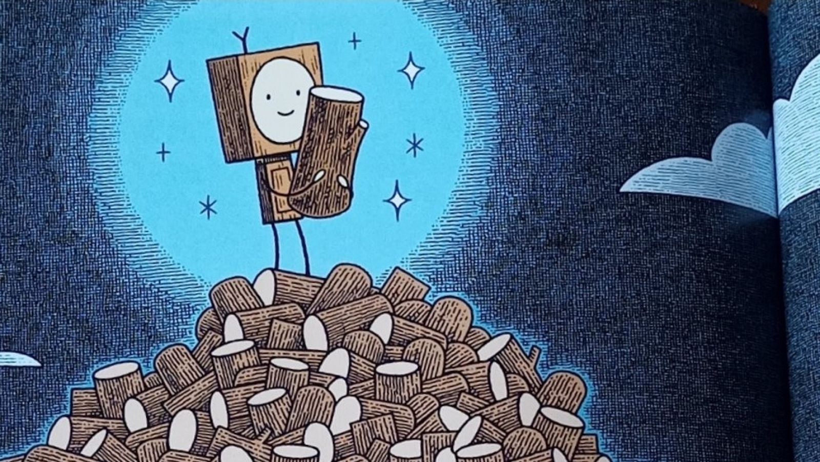 Ilustración de 'El pequeño robot de madera y la princesa Tronco'