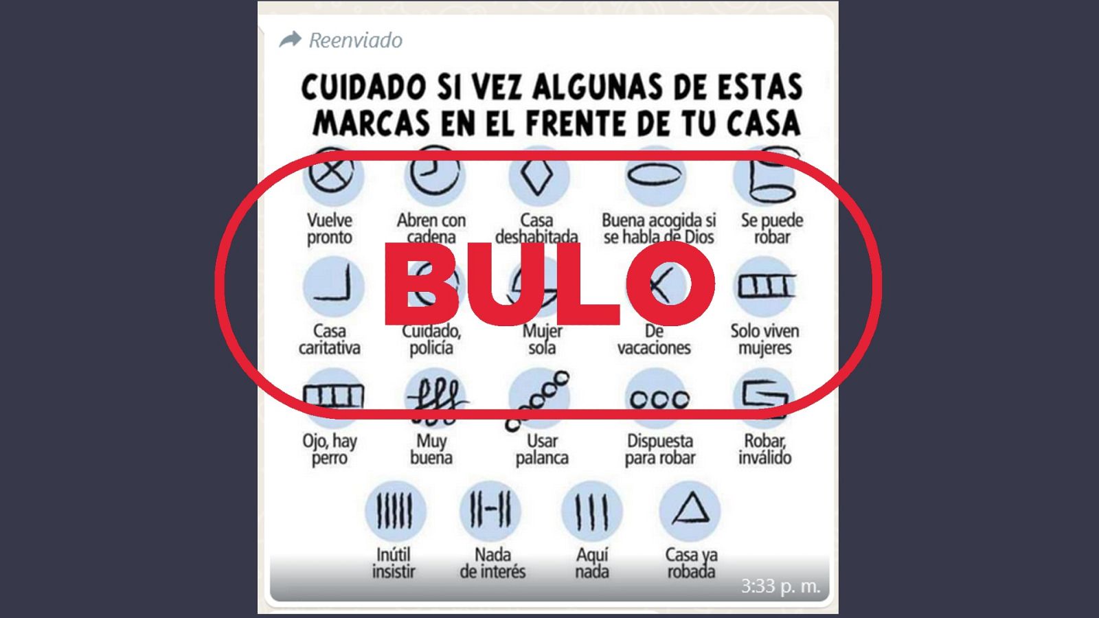 Imagen que reproduce el bulo de los códigos que dibujan los ladrones para robar casas