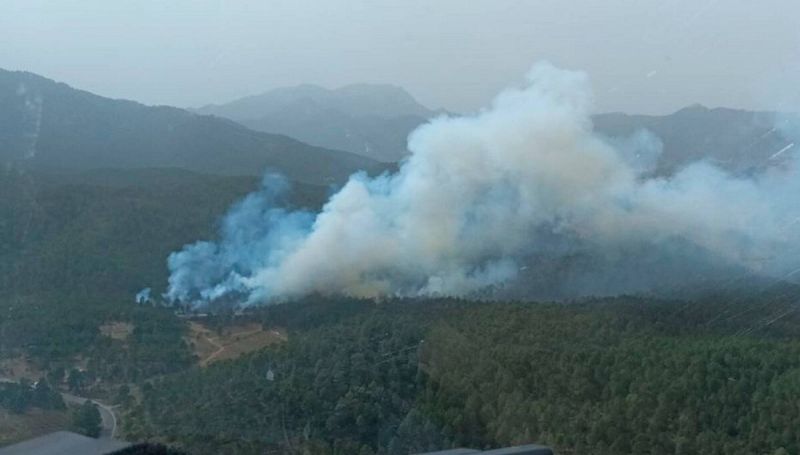 Un incendio forestal obliga a evacuar varios cortijos y urbanizaciones de Ri�par, Albacete  