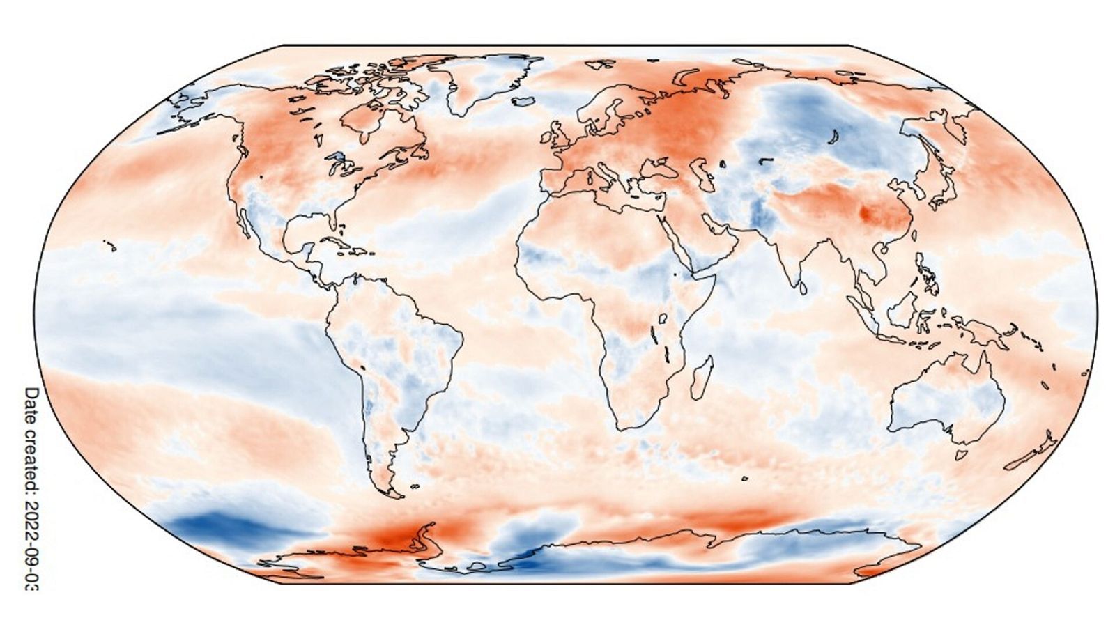 Anomalía de la temperatura en  agosto de 2022 en todo el mundo