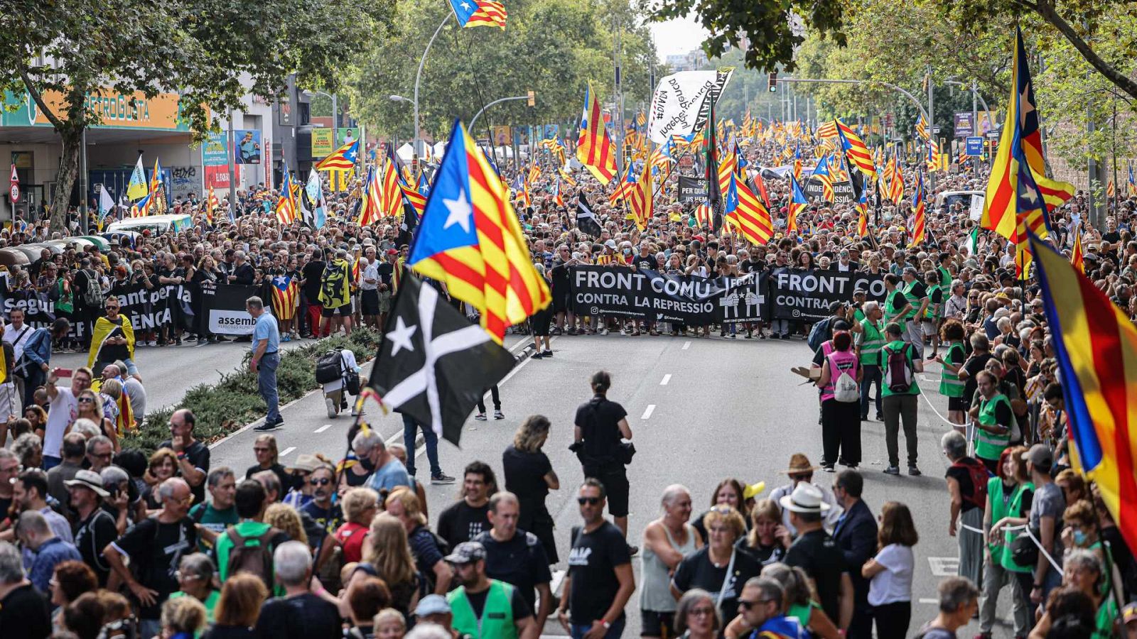 Capçalera de la manifestació independentista de la Diada