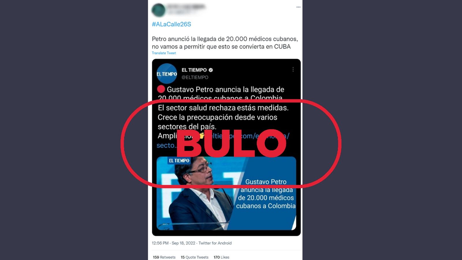 Mensaje que reproduce el bulo de la llegada de los médicos cubanos