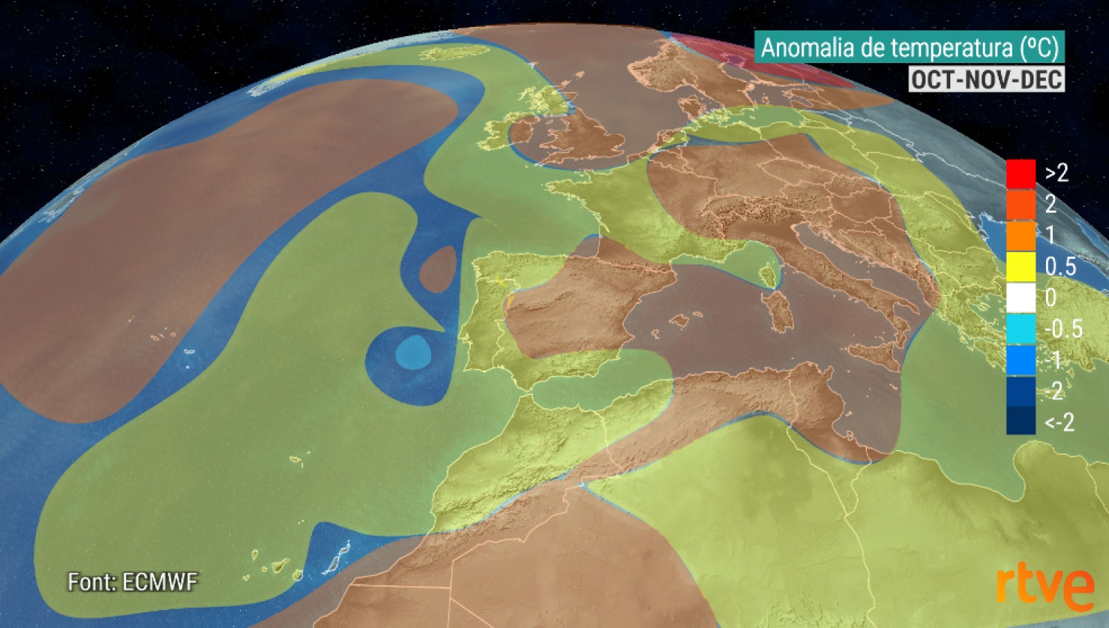 Anomalia de temperatura per la tardor 2022