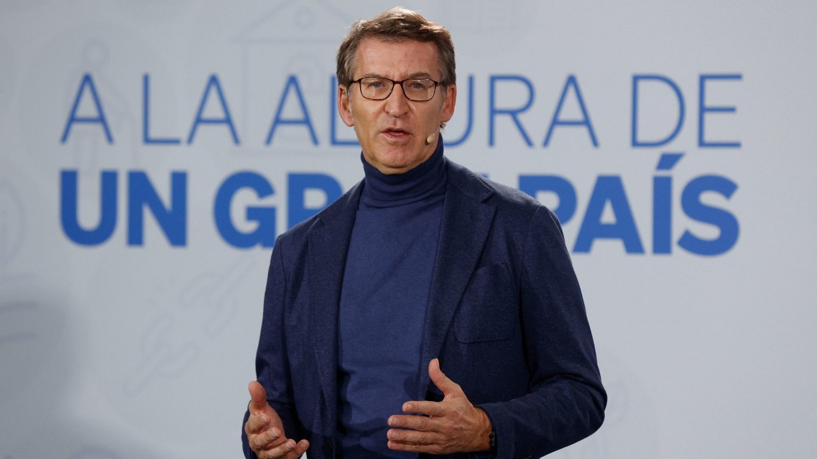 El presidente del PP, Alberto Núñez Feijóo, durante su intervención