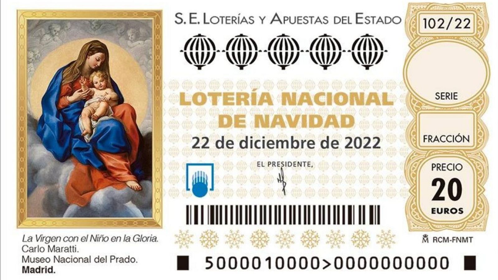 Imagen del diseño del décimo de la Lotería de Navidad 2022