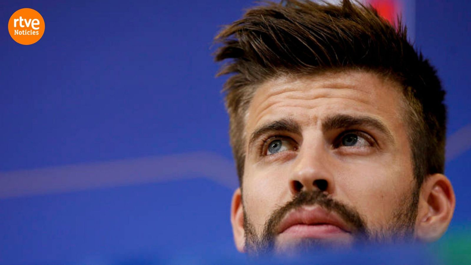 El jugador del Barça, Gerard Piqué, durant una compareixença davant la premsa