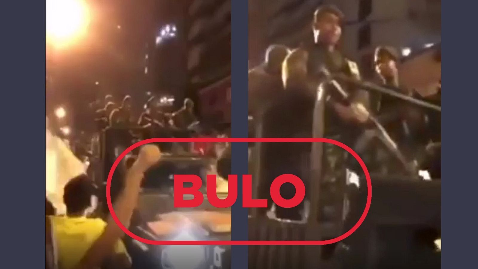 Imagen de vehículos militares transitando por las calles 