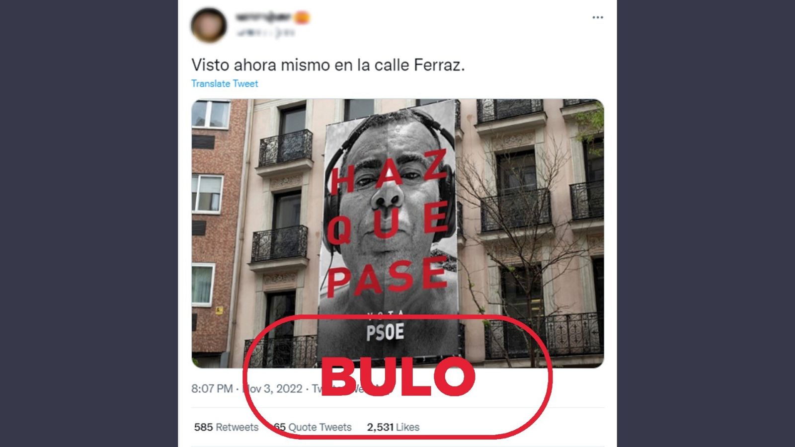 Mensaje que reproduce el bulo de que Jorge Javier Vázquez se presenta como candidato del PSOE a la alcaldía de Madrid en las elecciones municipales