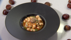 Receta de guiso de alubias y castaña de Sergio Fernández