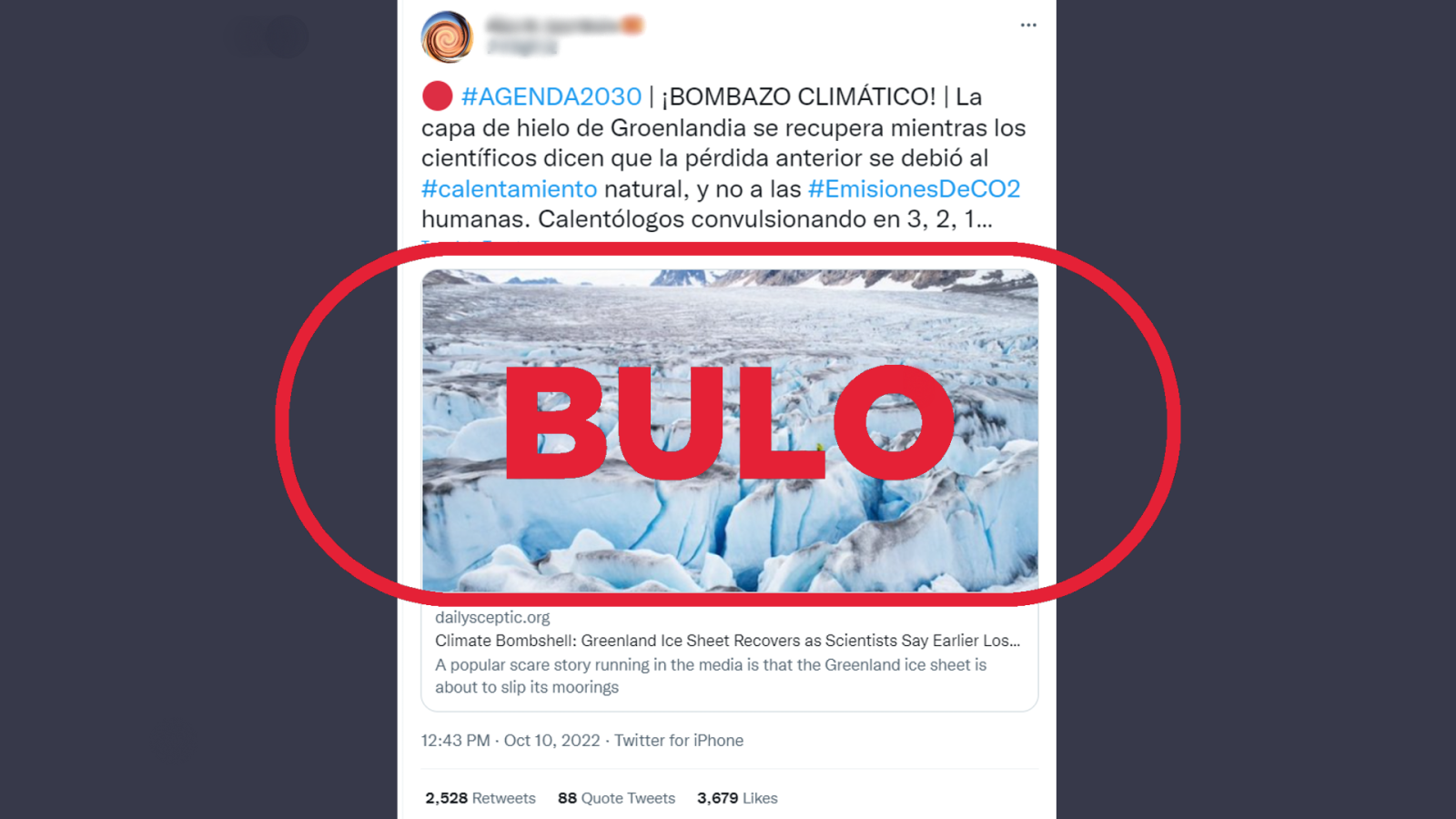 Mensaje sobre deshielo en Groenlandia