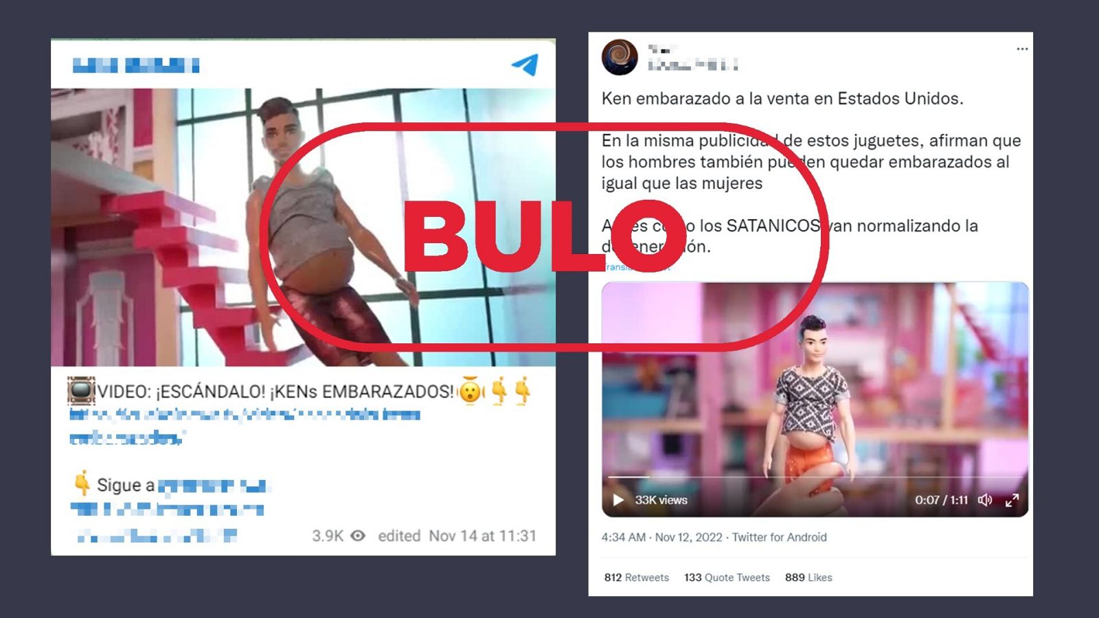 Mensajes que reproducen el bulo del muñeco Ken embarazado