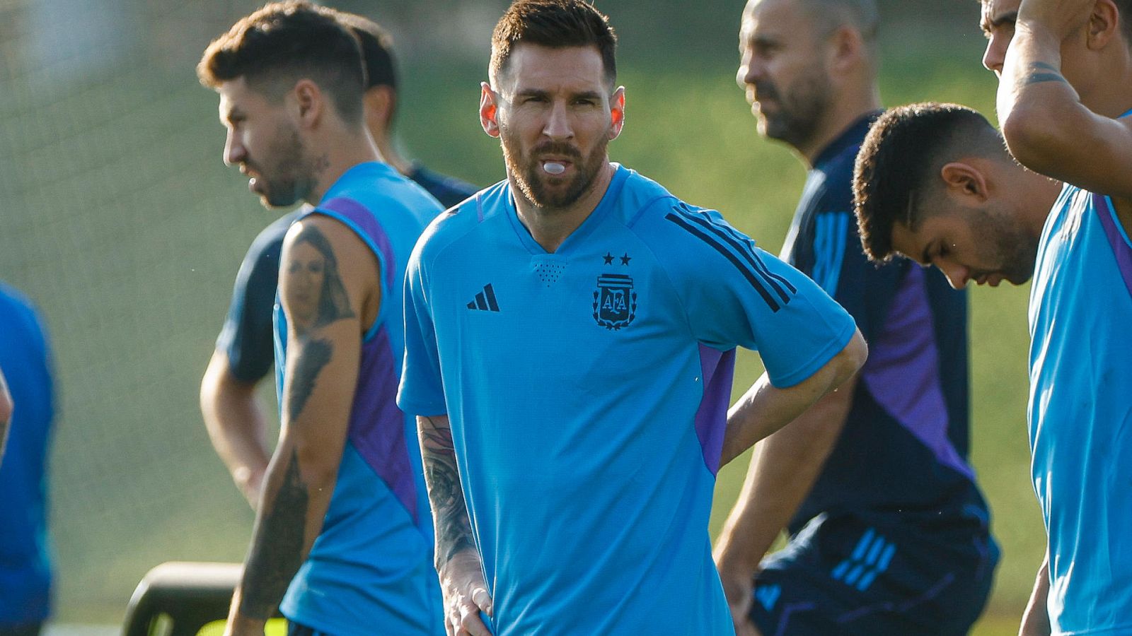 Leo Messi, en un entrenamiento de la selección argentina