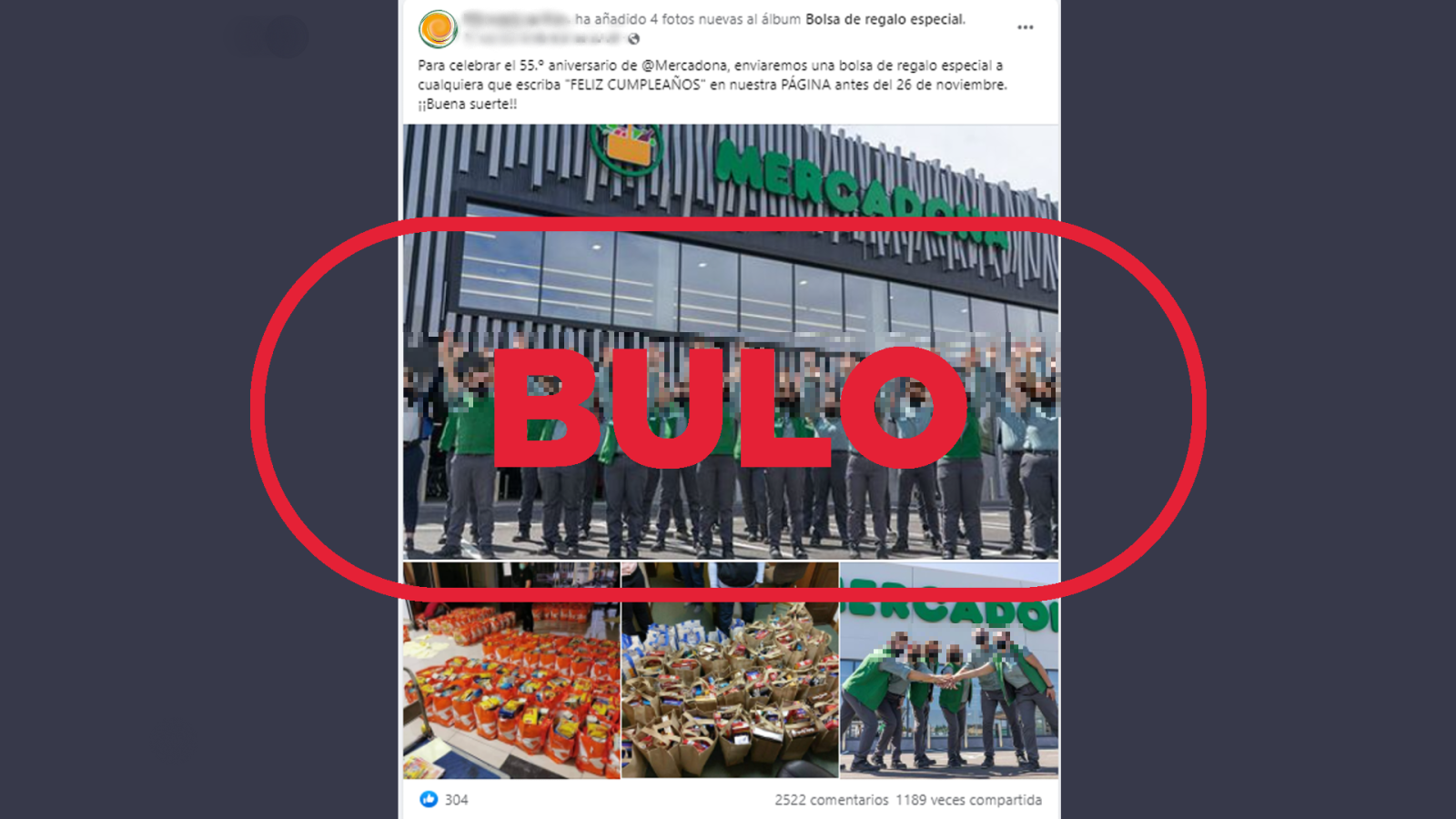 Cuenta de Facebook que suplanta a Mercadona y difunde un falso sorteo por su 55º aniversario