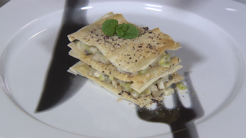 Receta de milhoja de seta eryngii de Sergio Fernndez