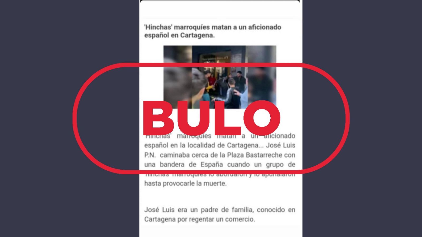 Mensaje que difunde el bulo sobre el asesinato de un aficionado español