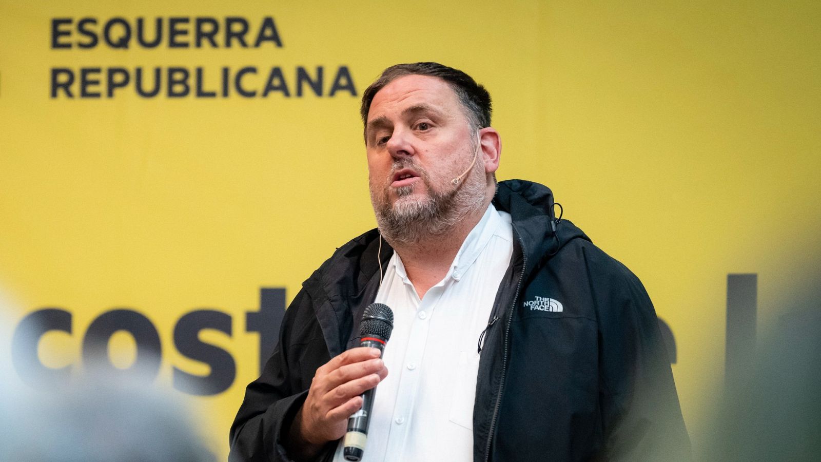 El presidente de ERC, Oriol Junqueras, interviene durante un acto celebrado en Girona