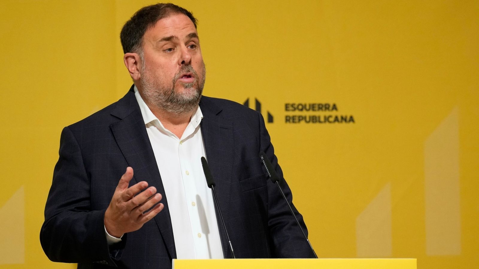 El presidente de ERC, Oriol Junqueras, interviene en la reunión del consell nacional de los republicanos, en Barcelona