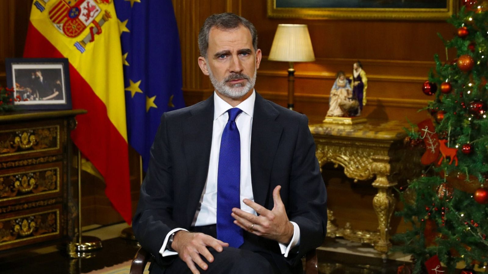 El rey Felipe VI durante su discurso de Navidad en 2020