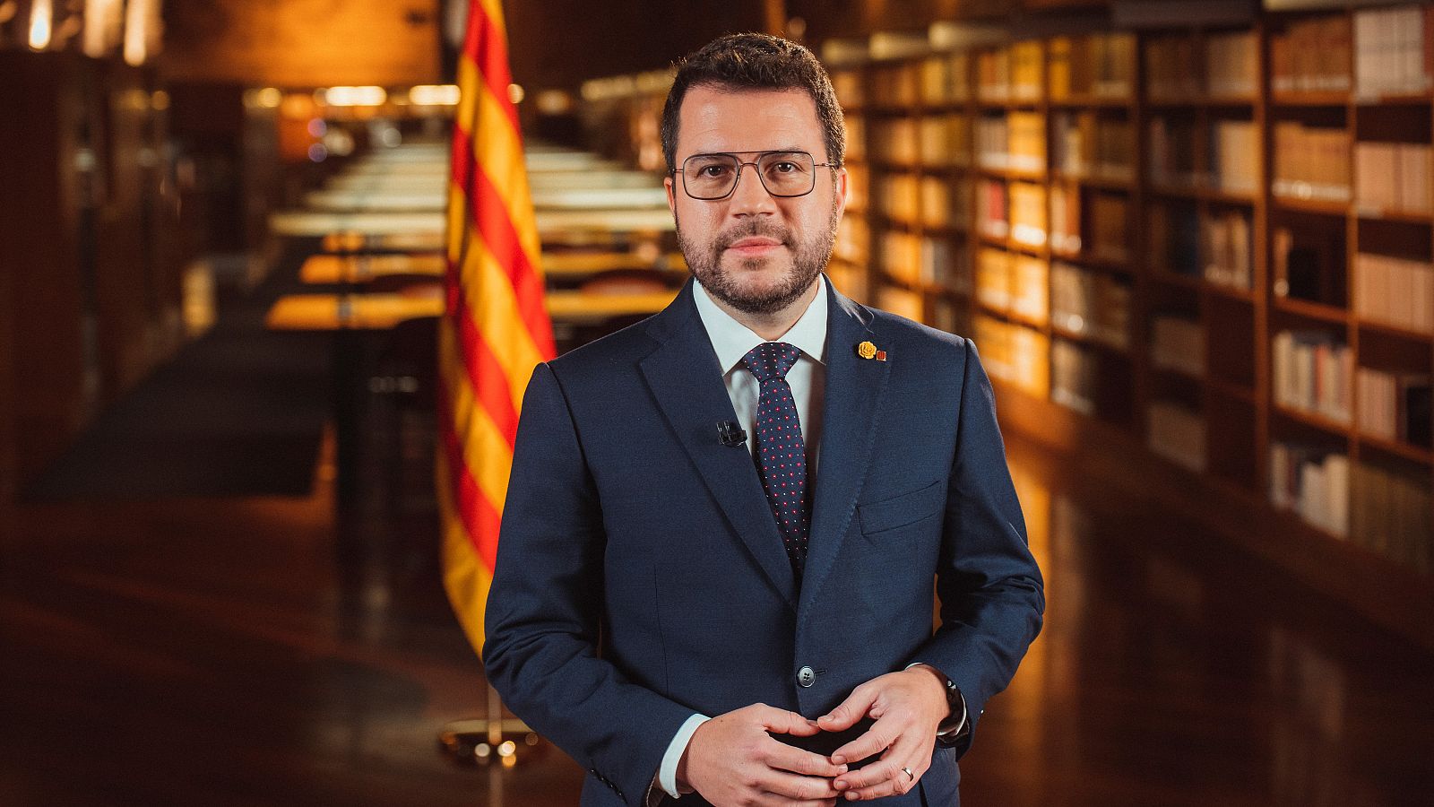 El president de la Generalitat, Pere Aragonès, ofereix el discurs institucional amb motiu de la Diada de Sant Esteve