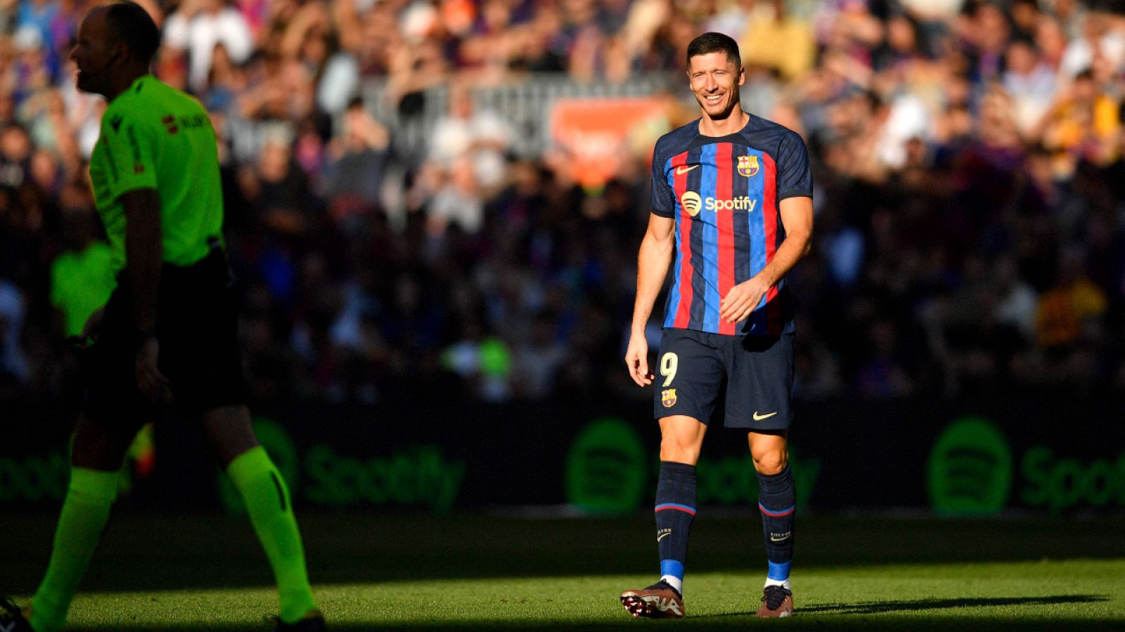 Lewandowski, en el derbi ante el Espanyol