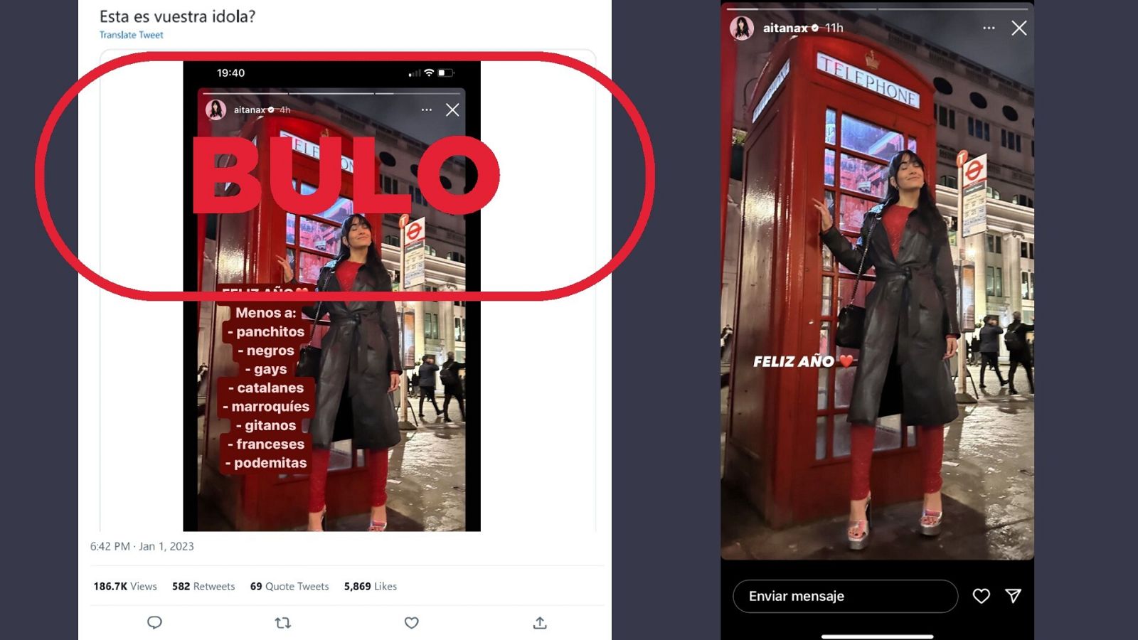 Mensajes del bulo de la cantante Aitana