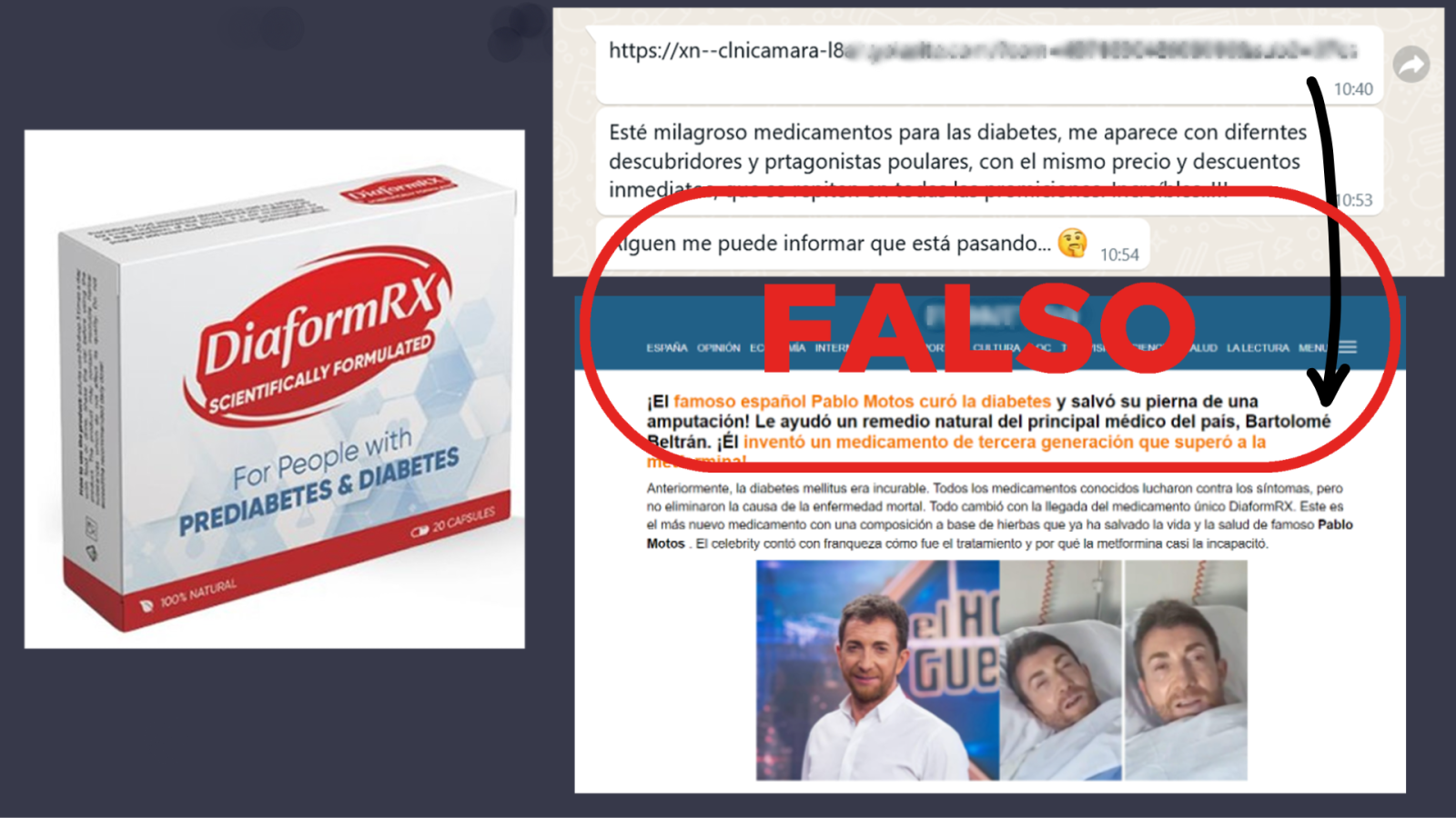 Nos han preguntado al WhatsApp de VerificaRTVE por un falso medicamento llamado DiaformRX que promete curar la diabetes