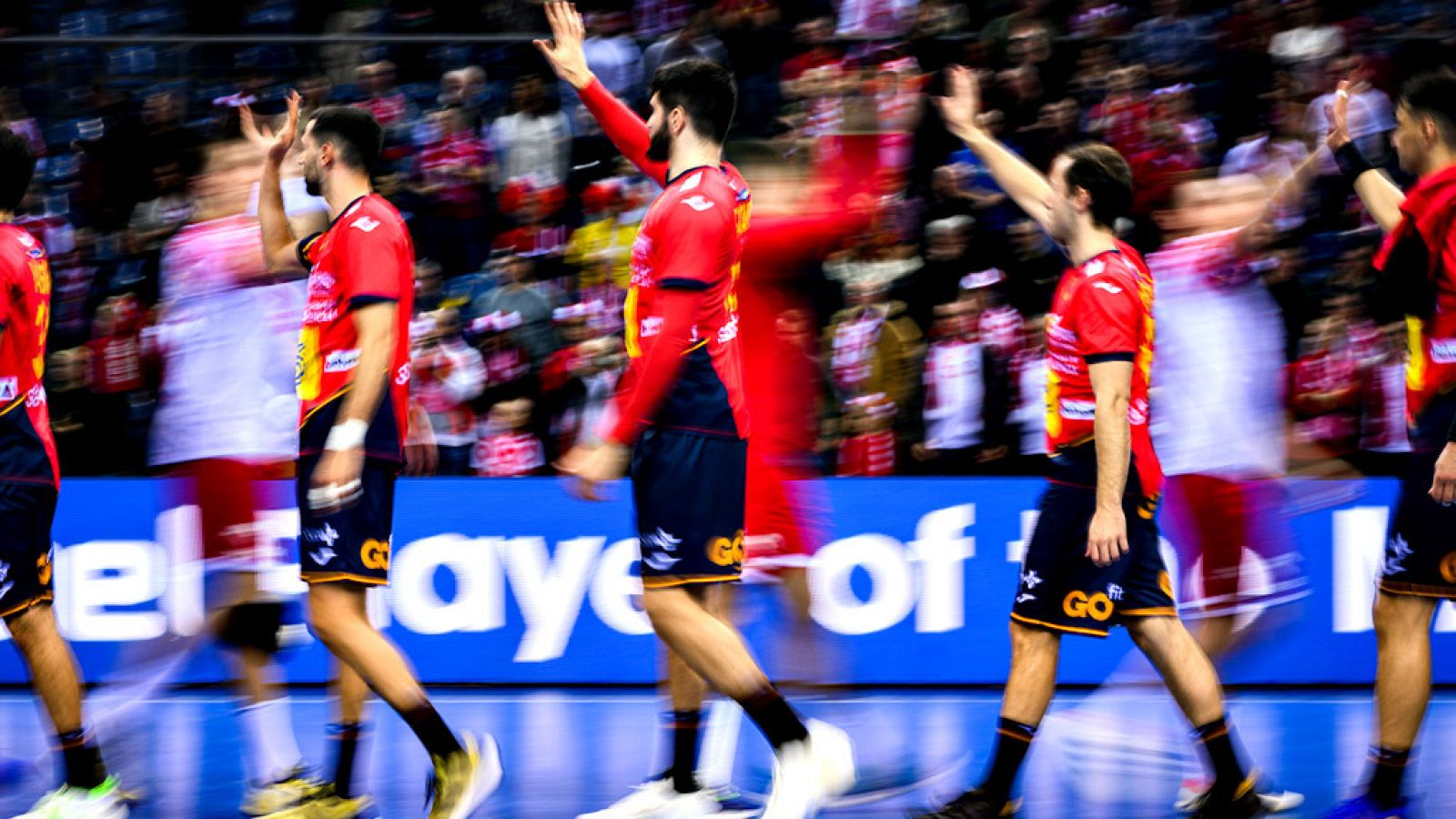 Imagen de los Hispanos durante uno de los partidos del Mundial de balonmano 2023.
