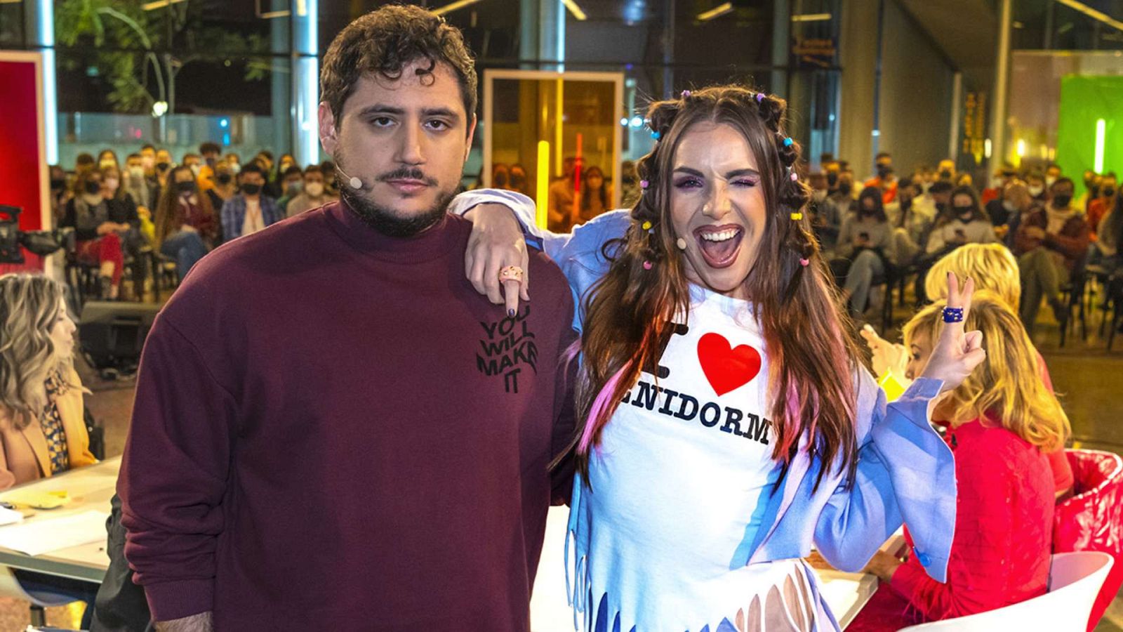 Inés Hernand y Dario Eme Hache en el Benidorm Fest