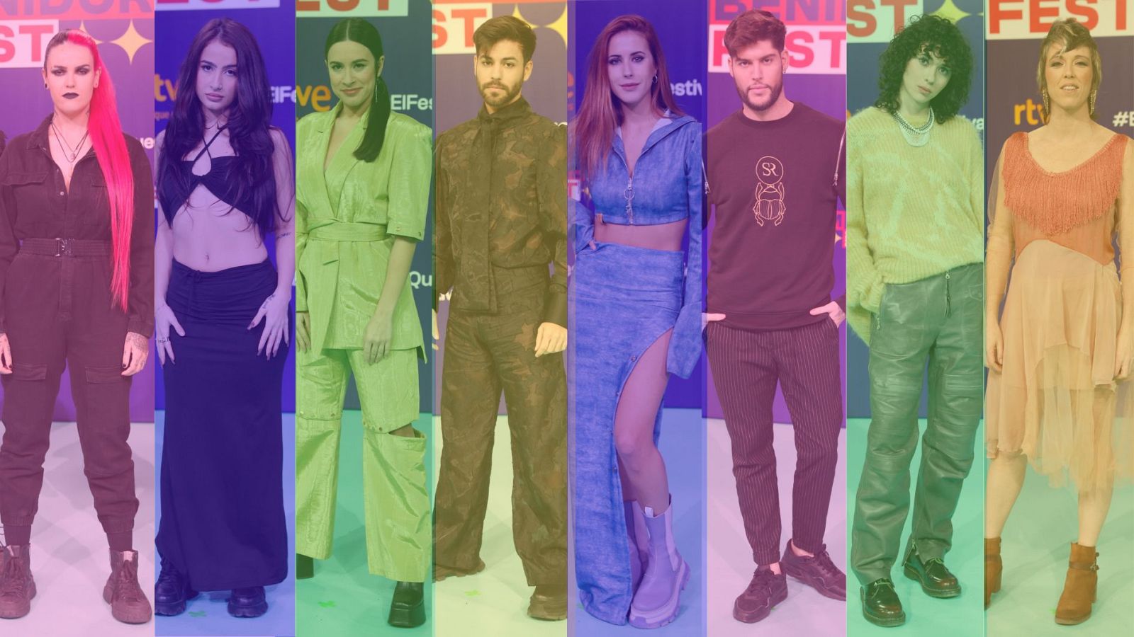 Agoney, Alice Wonder, Blanca Paloma, José Otero, Karmento, Megara, Vicco y Fusa Nocta, finalistas del Benidorm Fest