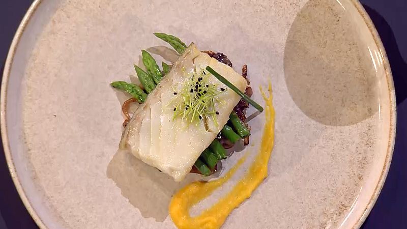 Receta de bacalao confitado y pur� de calabaza de Luca