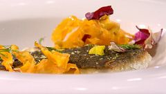 Receta de rodaballo con chips de boniato de Alex