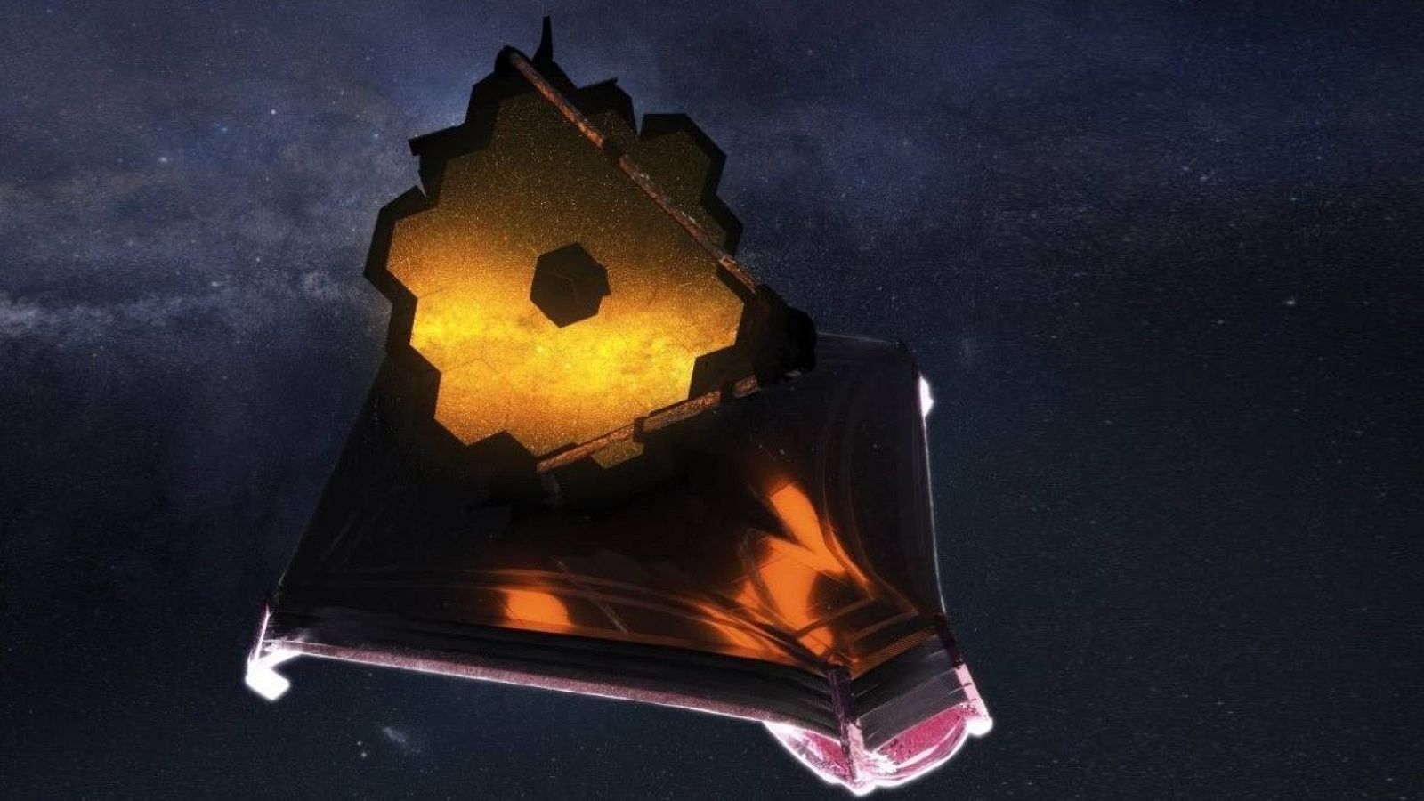 Ilustración del telescopio espacial James Webb, el más grande de la historia.