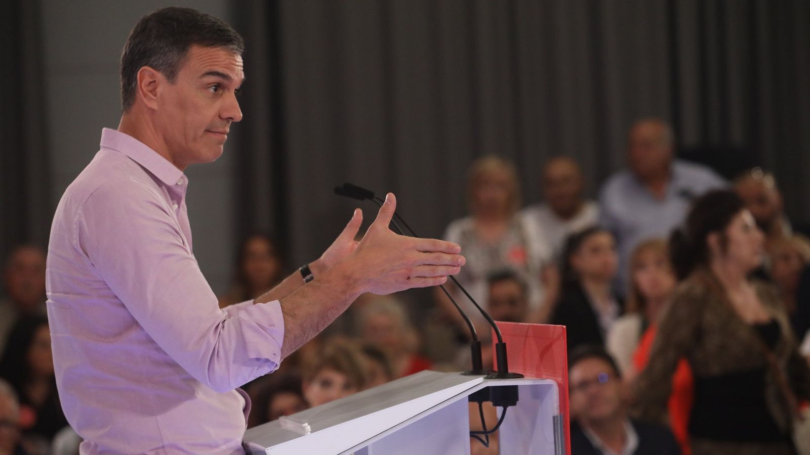 El presidente del Gobierno, Pedro Sánchez, durante un acto del PSOE en Málaga