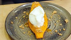 Receta de dulce de calabaza al horno con galleta de pepitas, helado y miel del chef Javier Peña
