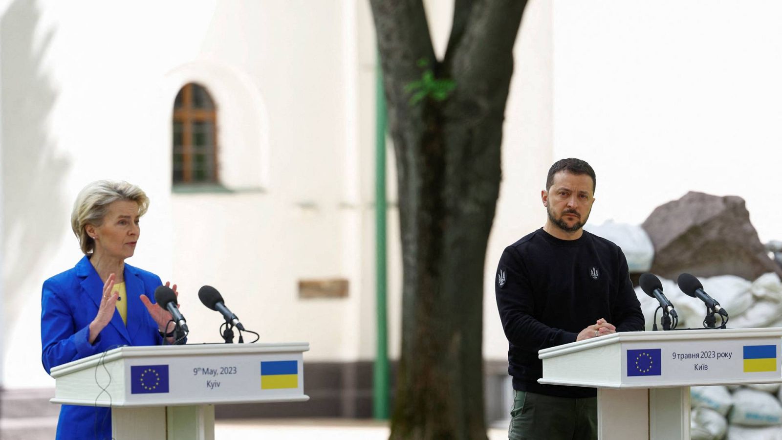 Von der Leyen celebra el Día de Europa con Zelenski en Ucrania