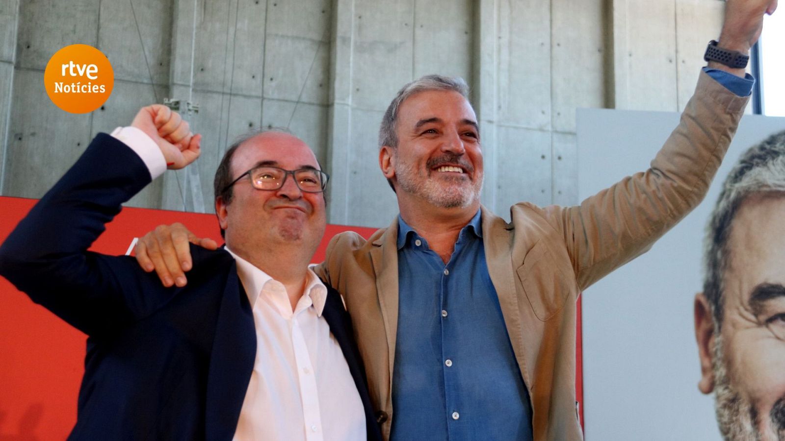 El ministre de Cultura, Miquel Iceta, acompanya l'alcaldable socialista, Jaume Collboni
