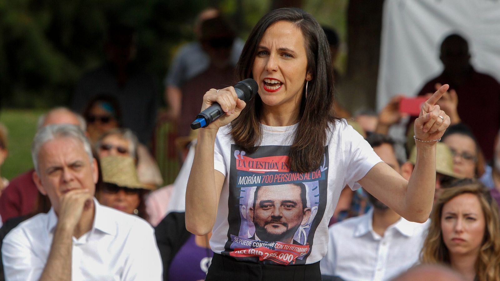 La secretaria general de Podemos, Ione Belarra, este miércoles durante el mitin en Alicante