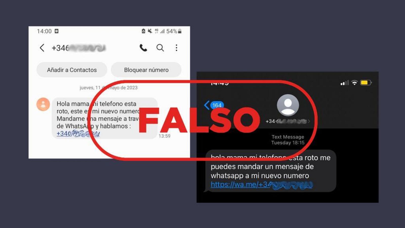 Captura de los mensajes fraudulentos
