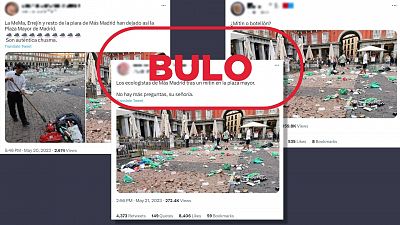 Estas fotos no muestran la Plaza Mayor tras el ltimo mitin de Ms Madrid