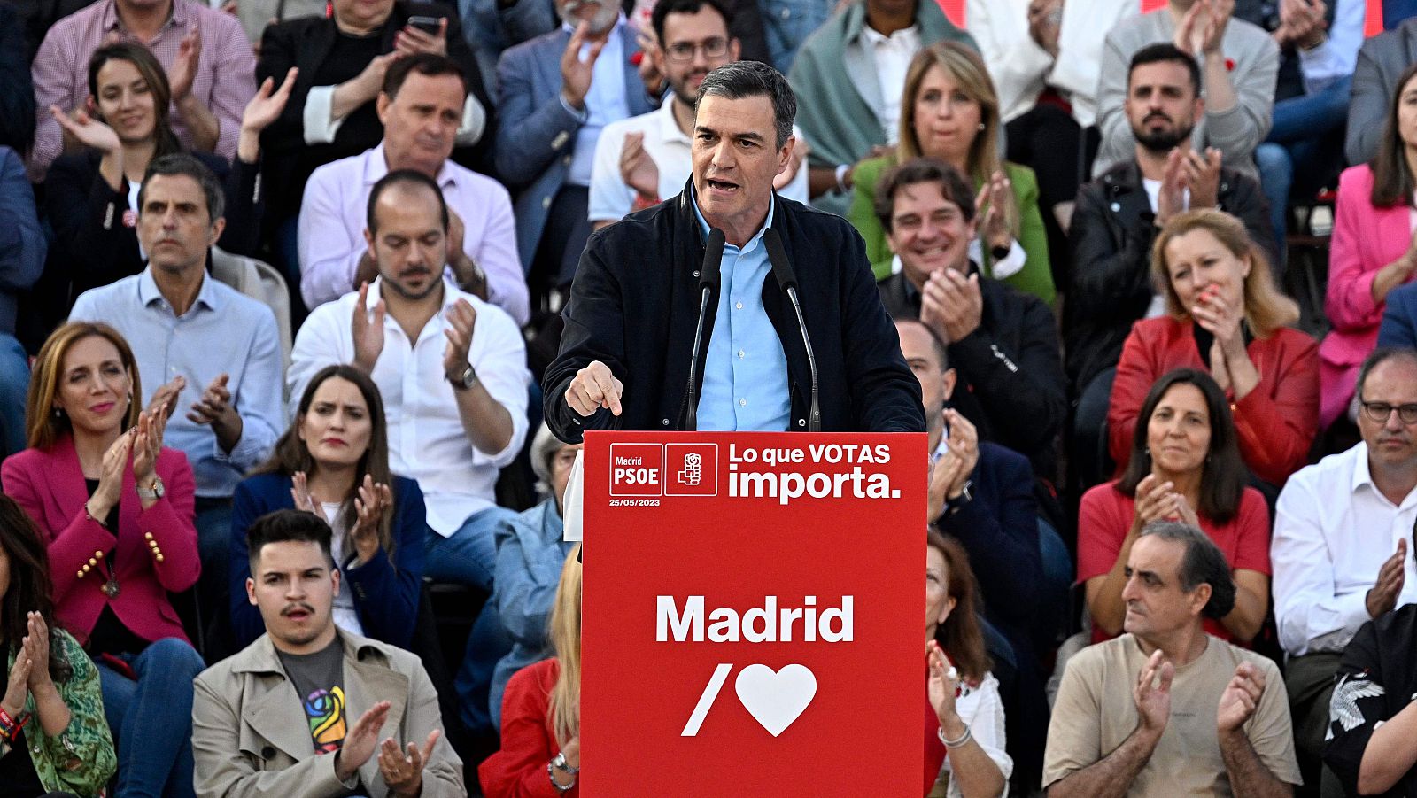 Pedro Sánchez, en un mitin en Entrevías