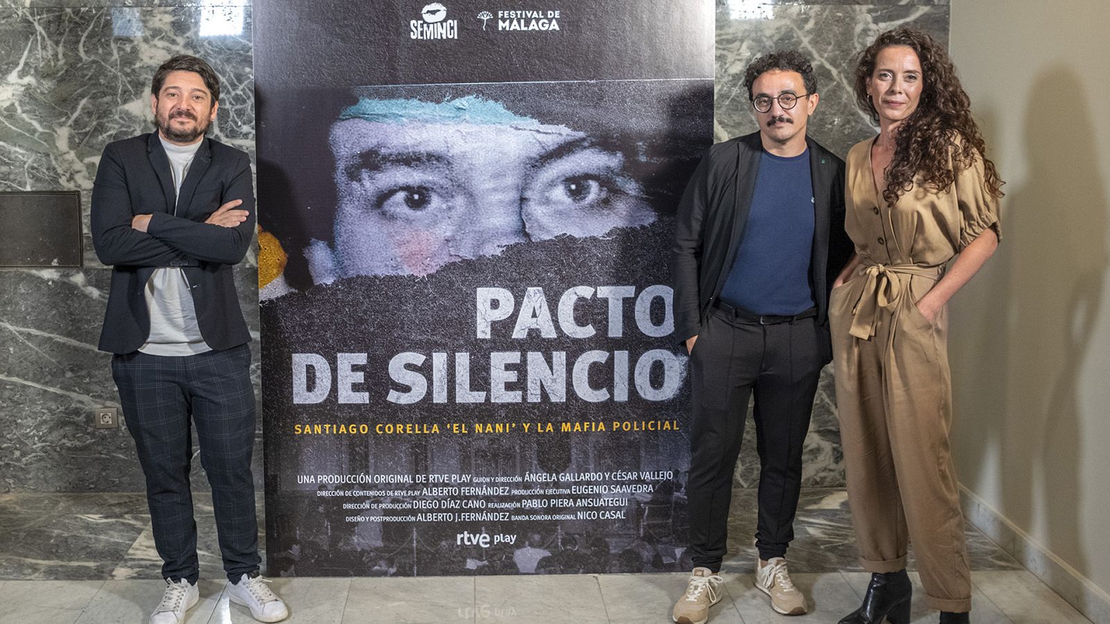 Alberto Fernandez, Cesar Vallejo y Angela Gallardo, ayer en el documental