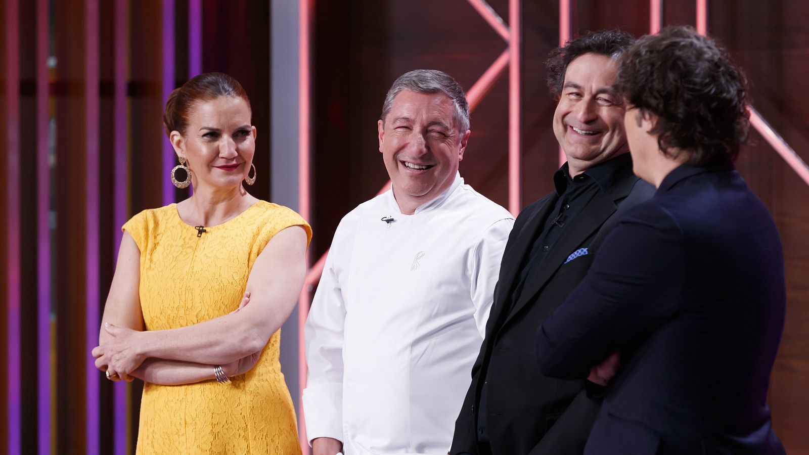 Los jueces con Jordi Roca, en el plató