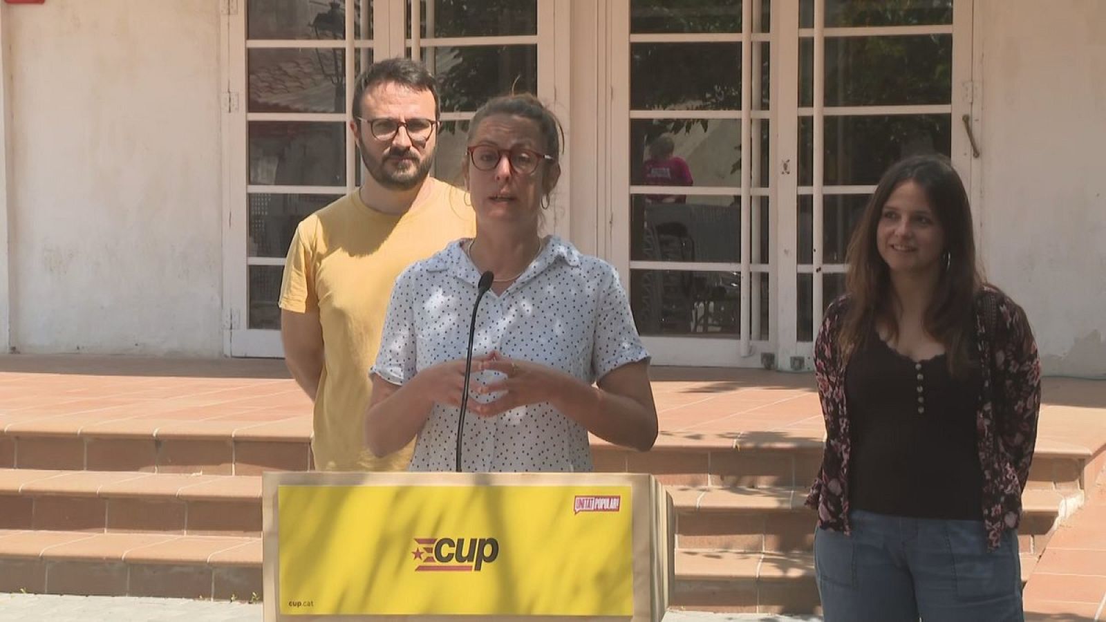 Albert Botran, Mireia Vehí i Maria Sirvent compareixen davant la premsa a Sant Pere de Ribes