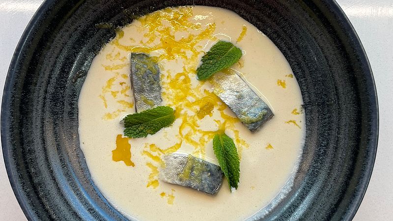 Receta de ajoblanco con caballa marinada de Pilu 