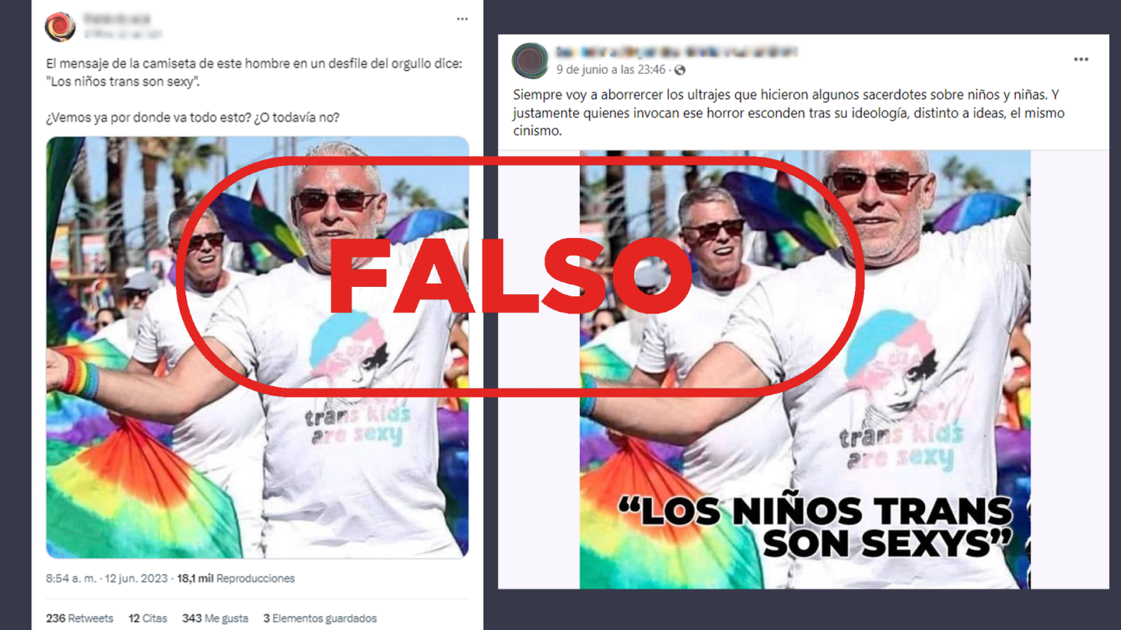 Mensajes de redes sociales que comparten la fotografía manipulada