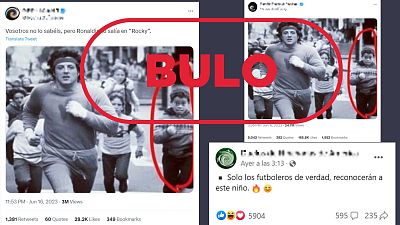 Esta foto viral de Ronaldinho corriendo con Stallone en Rocky es un montaje